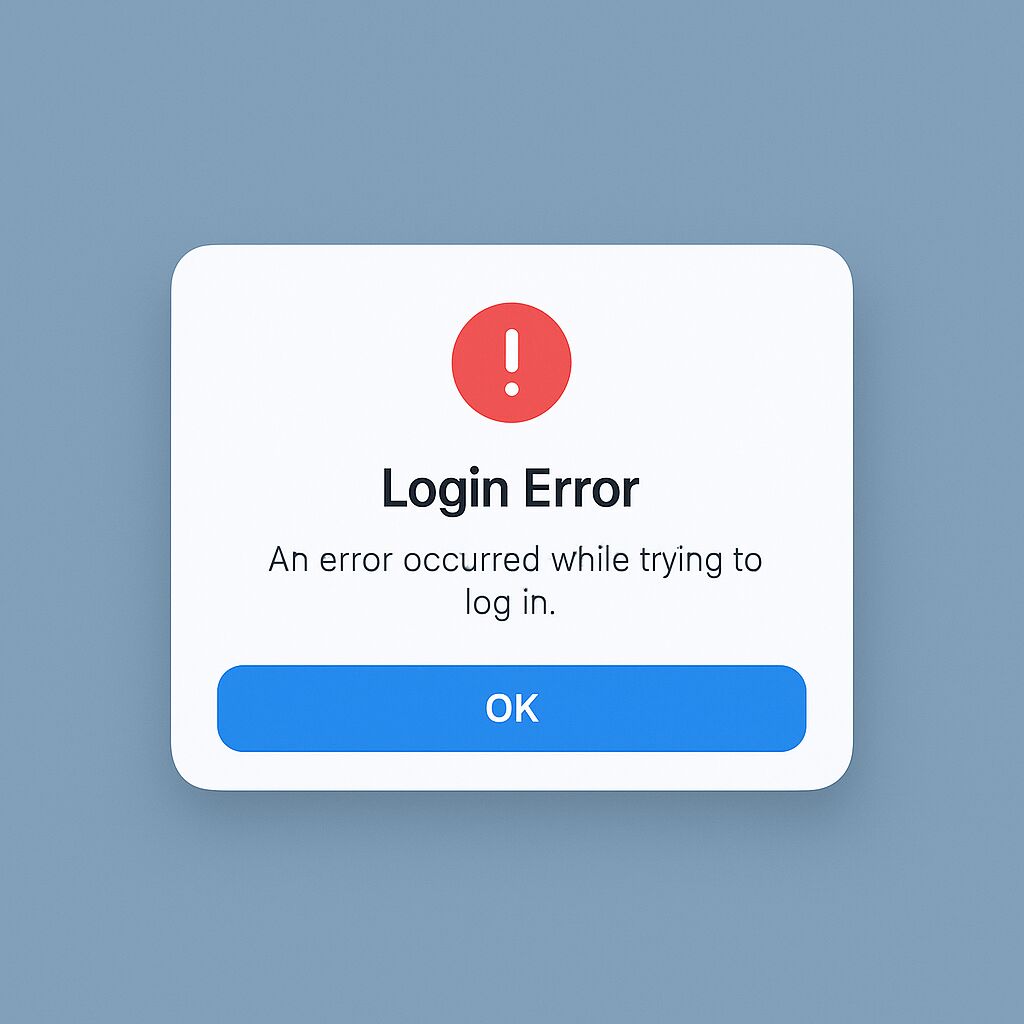 Скріншот помилки входу